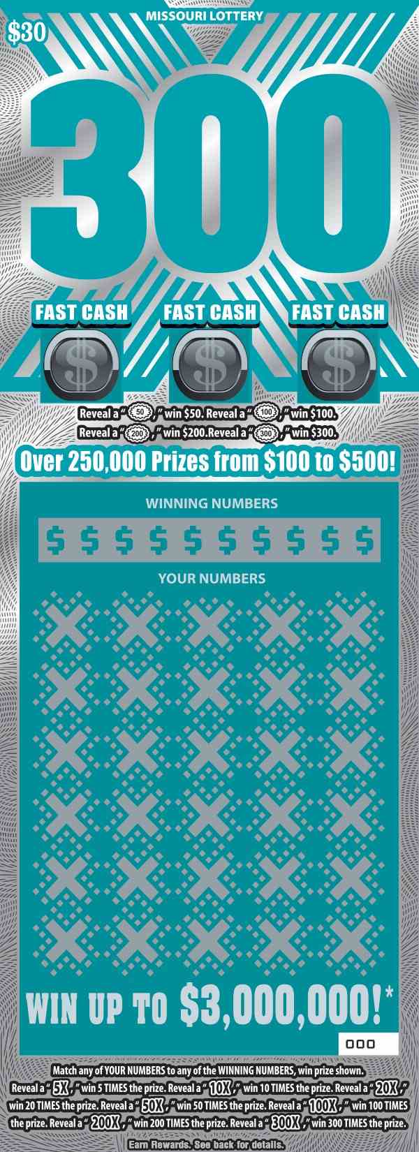 300X scratchcard - game number #453 - front