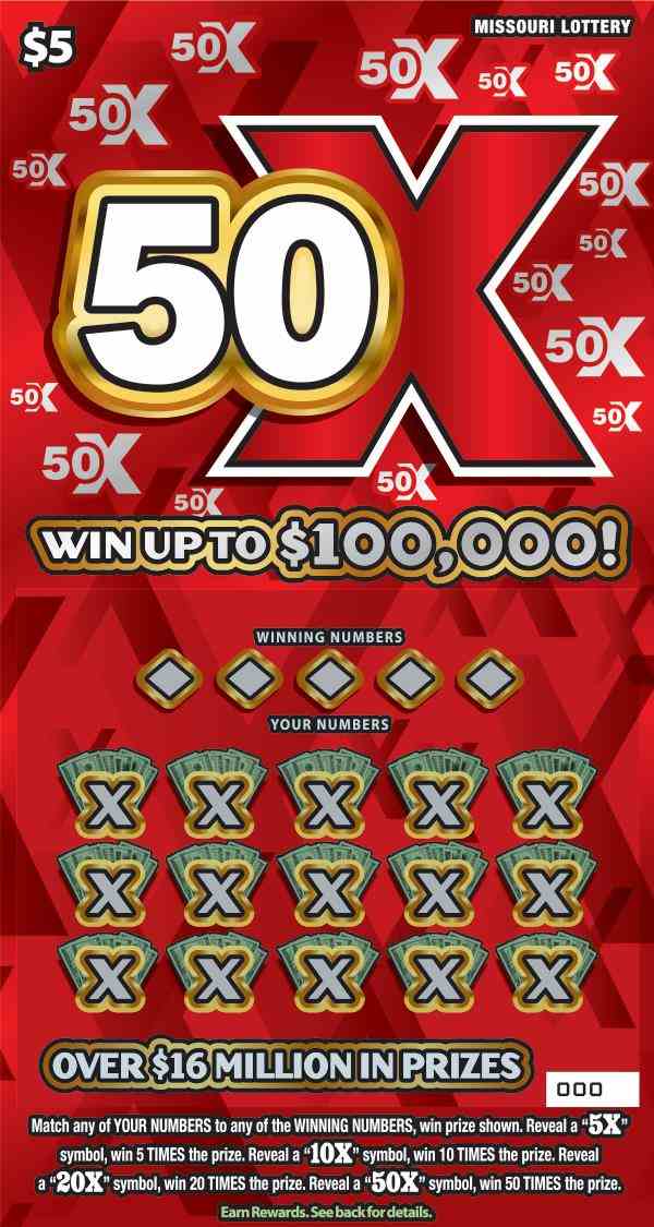 50X scratchcard - game number #509 - front