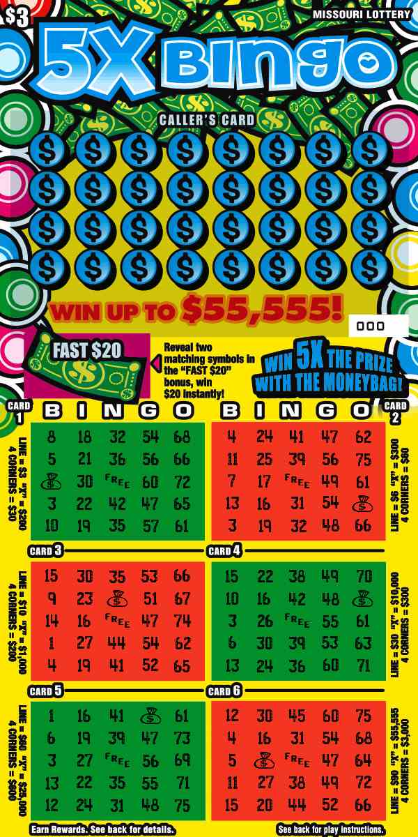 5X Bingo scratchcard - game number #420 - front