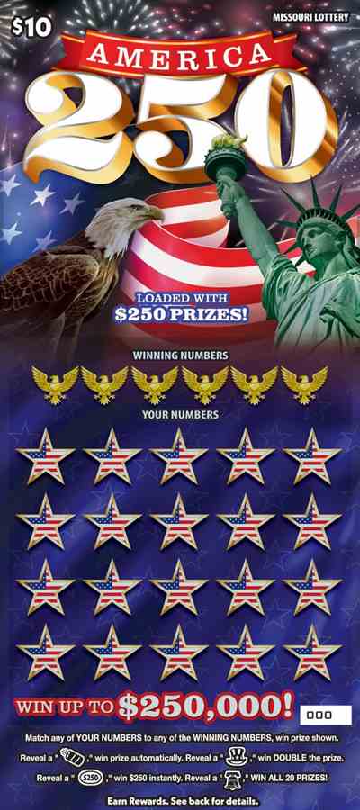 America 250 scratchcard - game number #555 - front