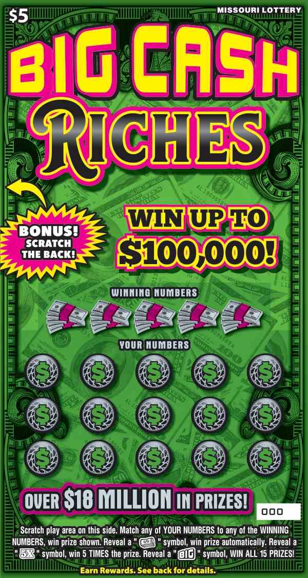 Big Cash Riches scratchcard - game number #490 - front
