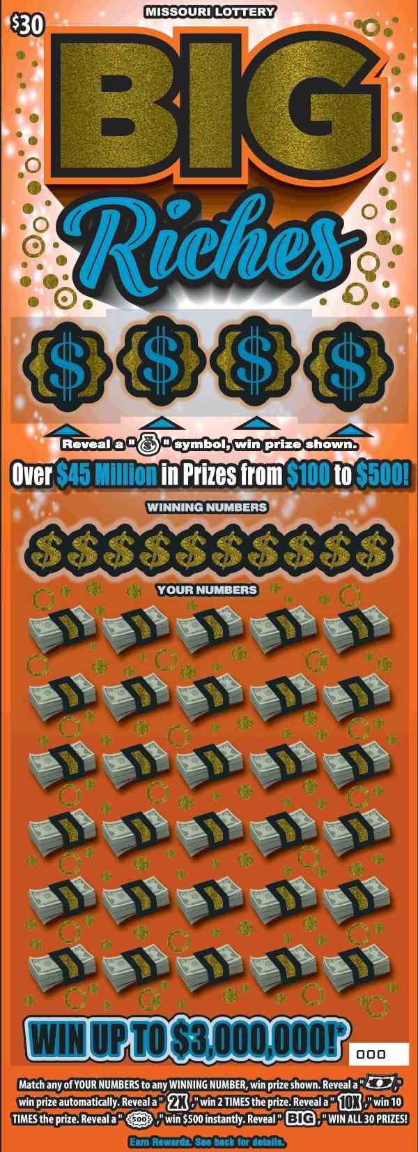 Big Riches scratchcard - game number #375 - front
