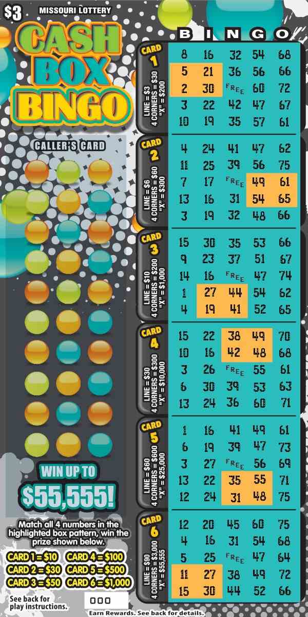 Cash Box Bingo scratchcard - game number #497 - front