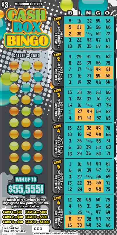 Cash Box Bingo scratchcard - game number #497 - front