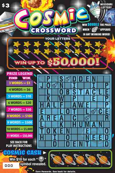 Cosmic Crossword scratchcard - game number #528 - front