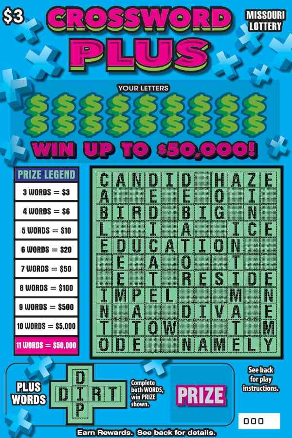 Crossword Plus scratchcard - game number #477 - front
