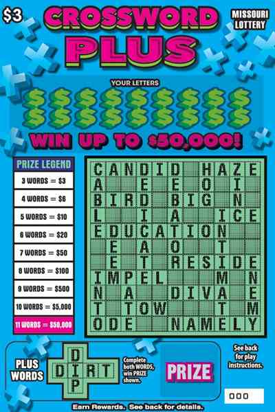 Crossword Plus scratchcard - game number #477 - front