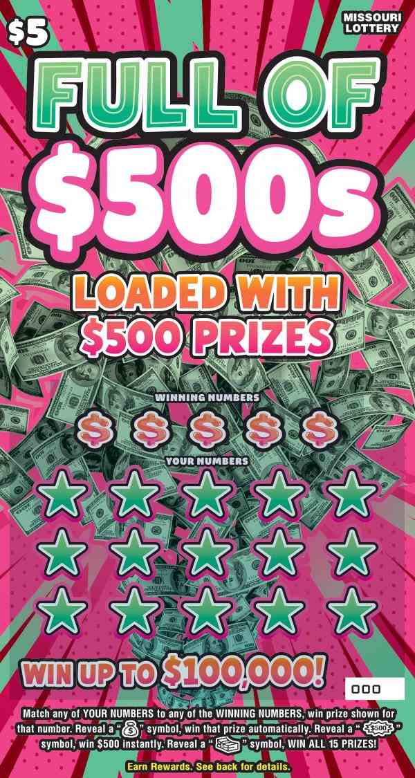 Full Of $500S scratchcard - game number #562 - front