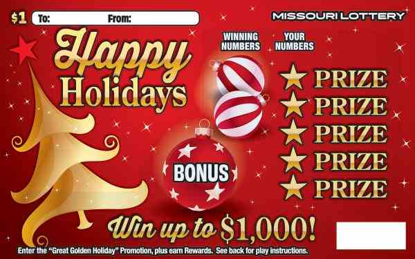 Happy Holidays scratchcard - game number #573 - front