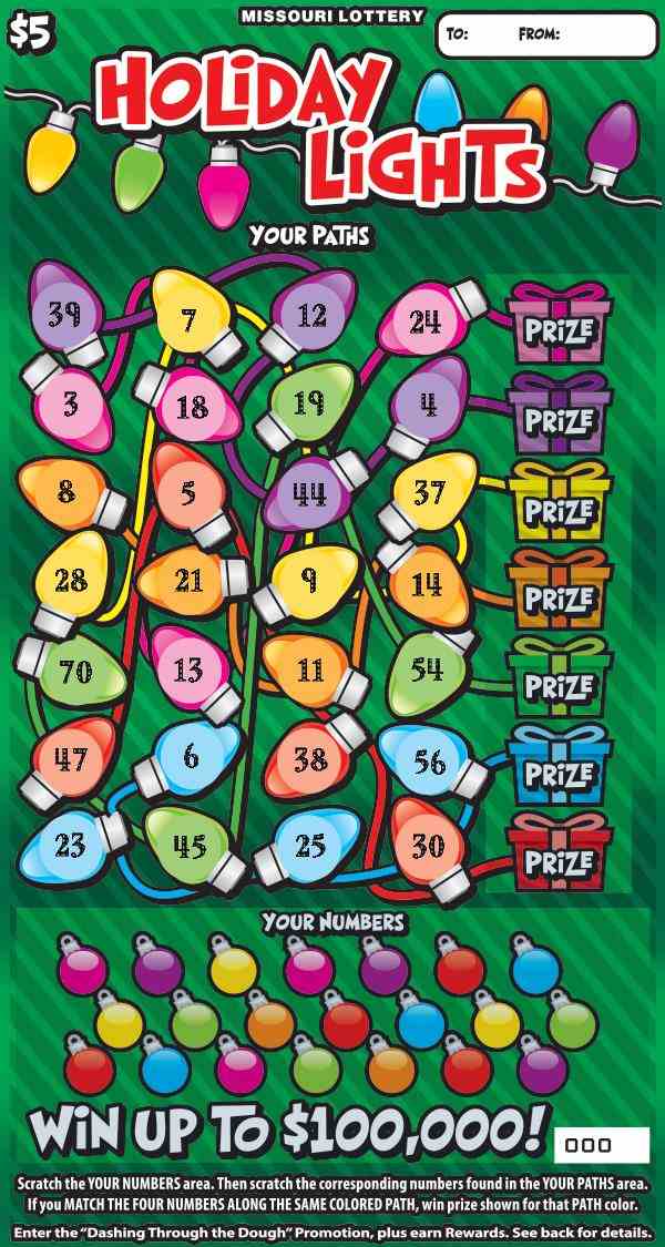Holiday Lights scratchcard - game number #530 - front