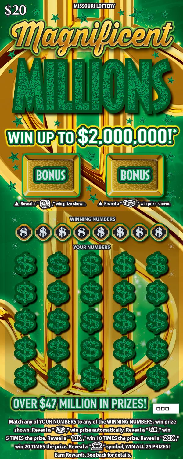 Magnificent Millions scratchcard - game number #523 - front