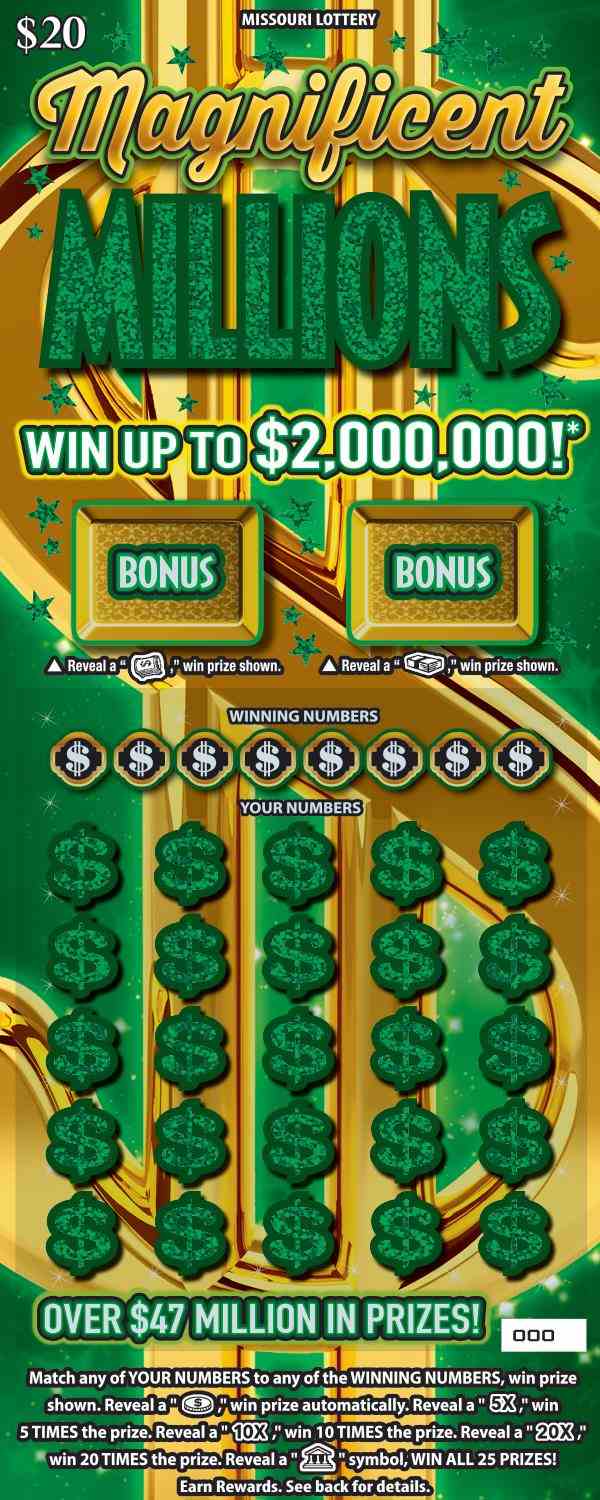 Magnificent Millions scratchcard - game number #523 - front