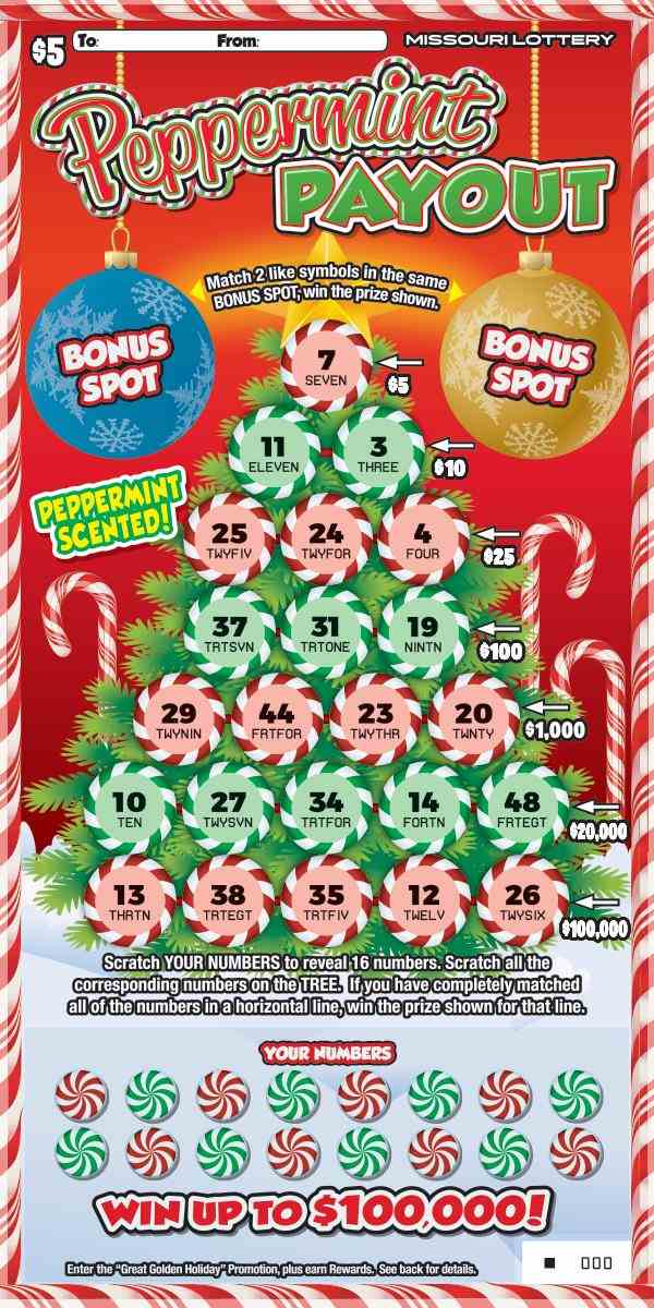 Peppermint Payout scratchcard - game number #571 - front