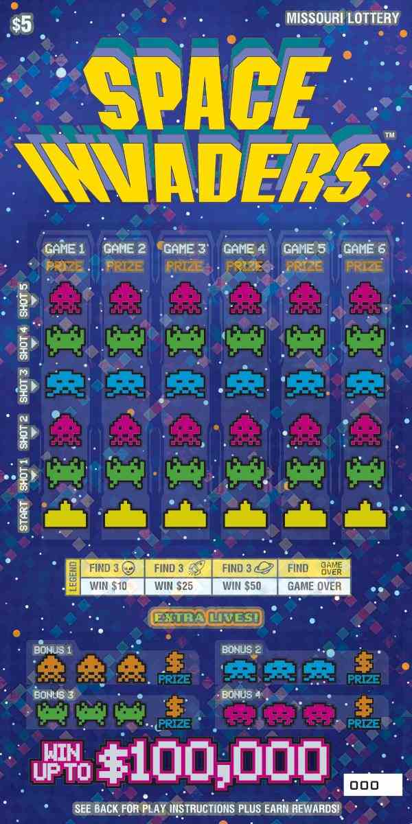 Space Invaders scratchcard - game number #567 - front