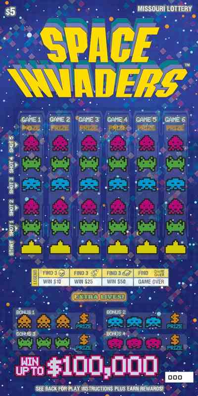 Space Invaders scratchcard - game number #567 - front
