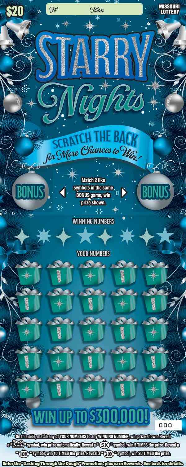 Starry Nights scratchcard - game number #525 - front