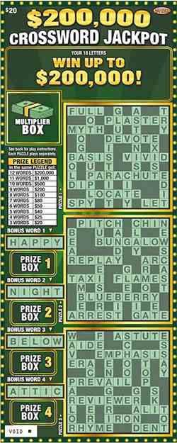 $200,000 Crossword Jackpot scratchcard - game number #1081 - front