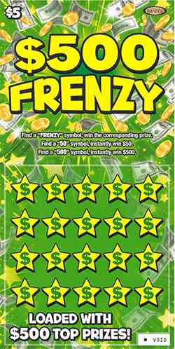 $500 Frenzy scratchcard - game number #1348 - front