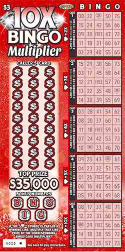 10X Bingo Multiplier scratchcard - game number #1037 - front
