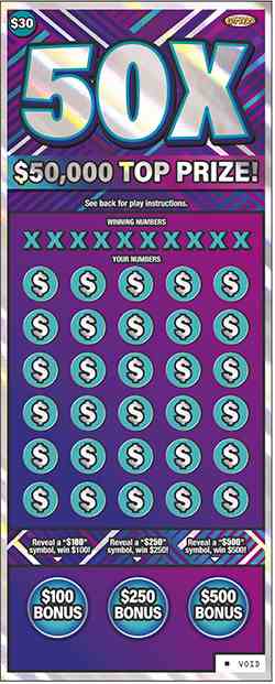 50X scratchcard - game number #1071 - front