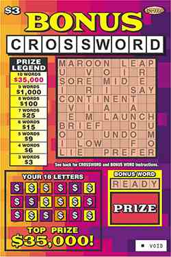 Bonus Crossword scratchcard - game number #1065 - front