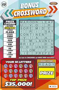 Bonus Crossword scratchcard - game number #1269 - front