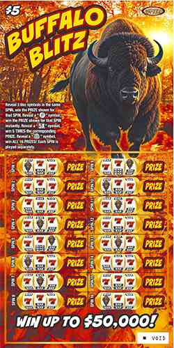 Buffalo Blitz scratchcard - game number #1100 - front