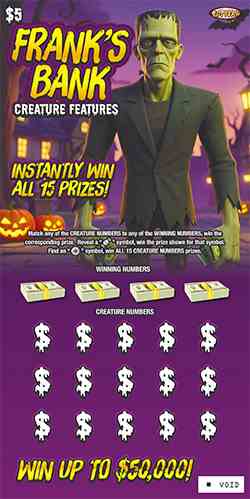 Creature Features scratchcard - game number #1097 - front