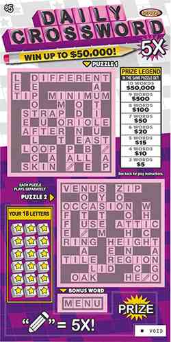 Daily Crossword 5X scratchcard - game number #1088 - front