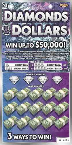 Diamonds & Dollars scratchcard - game number #1372 - front