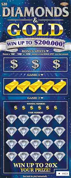 Diamonds & Gold scratchcard - game number #1055 - front