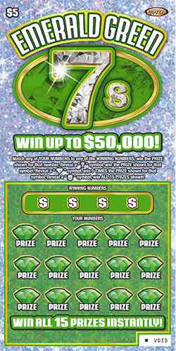 Emerald Green 7S scratchcard - game number #1379 - front