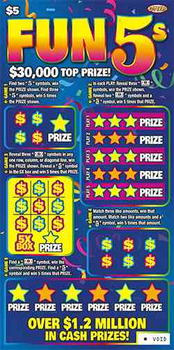 Fun 5S scratchcard - game number #1090 - front