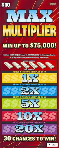 Max Multiplier scratchcard - game number #1084 - front