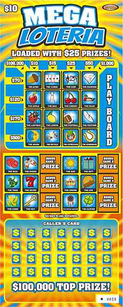 Mega Loteria scratchcard - game number #1328 - front