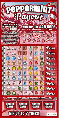 Peppermint Payout scratchcard - game number #1371 - front