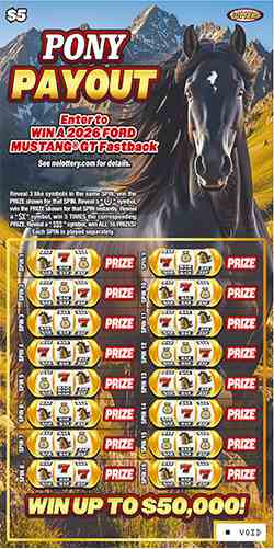 Pony Payout scratchcard - game number #1384 - front