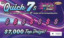 Quick 7S scratchcard - game number #1381 - front