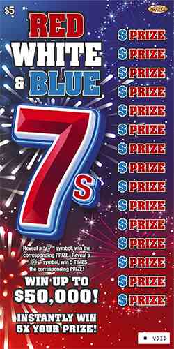 Red White & Blue 7S scratchcard - game number #1389 - front