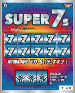 Super 7S scratchcard - game number #1095 - front