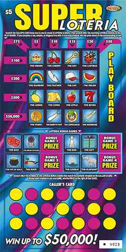 Super Loteria scratchcard - game number #1098 - front
