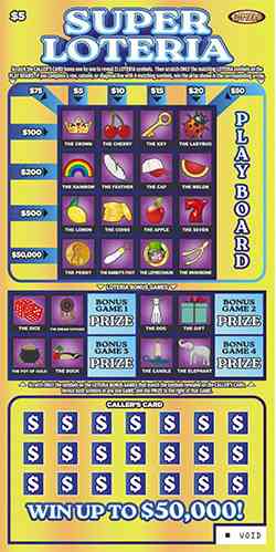 Super Loteria scratchcard - game number #1353 - front