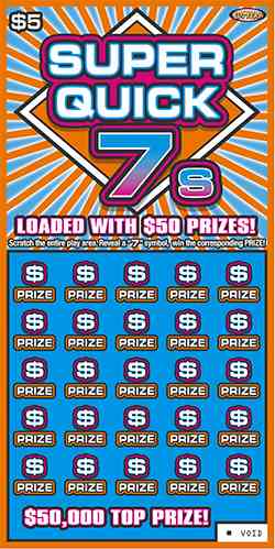 Super Quick 7S scratchcard - game number #1341 - front