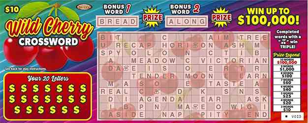 Wild Cherry Crossword scratchcard - game number #1316 - front
