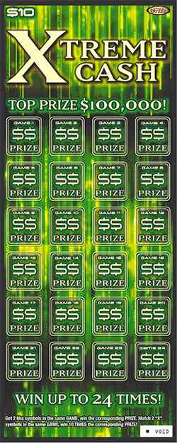 Xtreme Cash scratchcard - game number #1333 - front