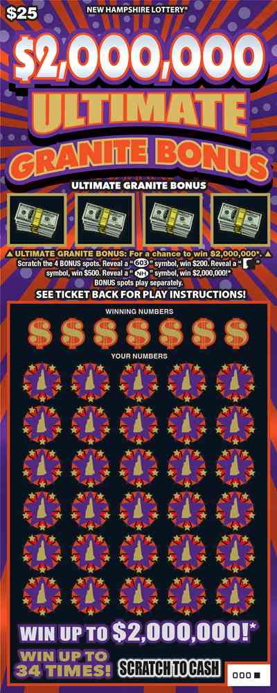 $2,000,000 Ultimate Granite Bonus scratchcard - game number #1658 - front