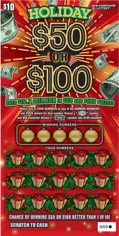 $50 or $100 Series V scratchcard - game number #1608 - front