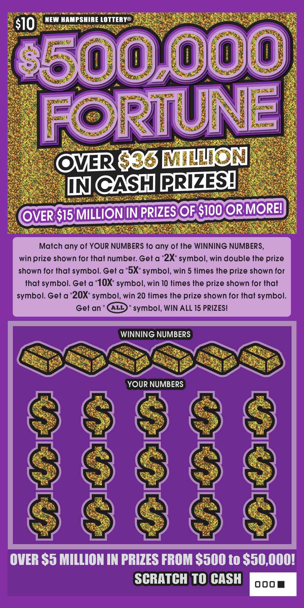 $500,000 Fortune Series II scratchcard - game number #1434 - front