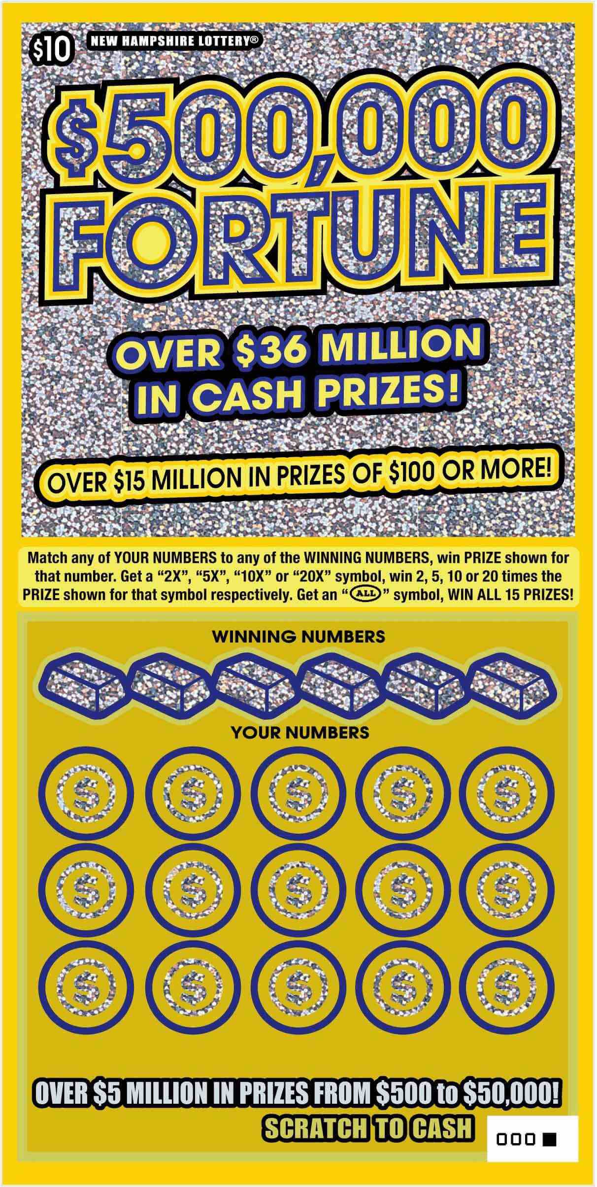 $500,000 Fortune Series III scratchcard - game number #1508 - front