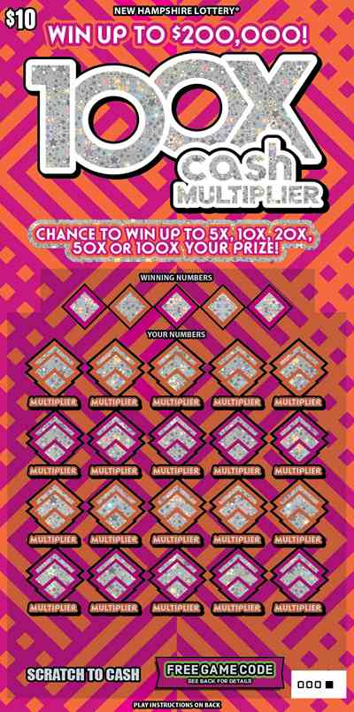 100X® Cash Multiplier scratchcard - game number #1666 - front